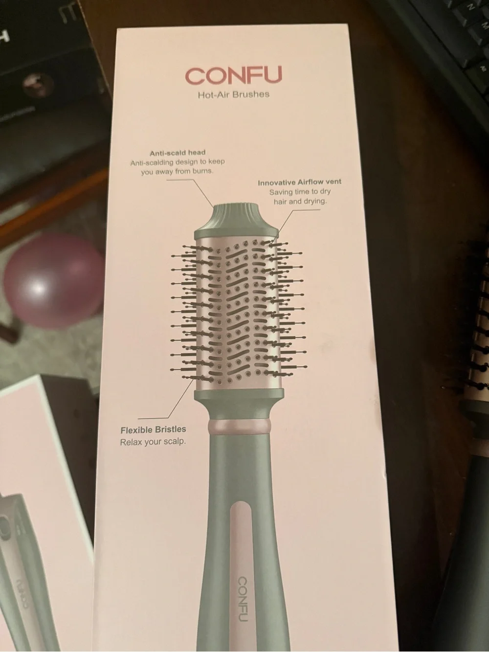 Rose Gold and Sage Green Hot-Air Round Brush for Women